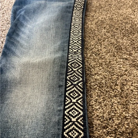 DRIFTWOOD Blue Skinny Jeans with Geometric Side Stripe - Picture 2 of 5